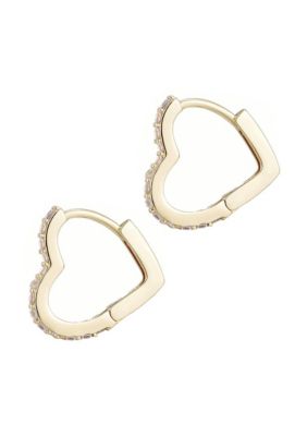 Adornia 14k Gold Plated Heart CZ Hoop Earrings