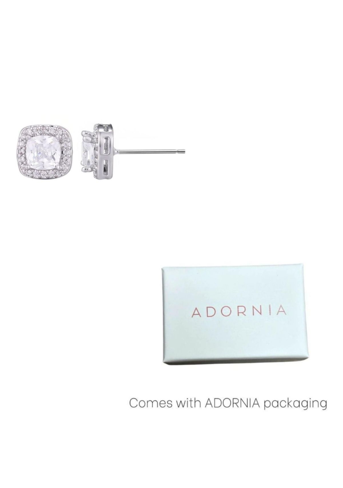 Silver Plated Cushion CZ Halo Stud Earrings