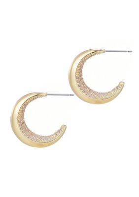 Adornia 14k Gold Plated Crystal Lined Hoop Earrings