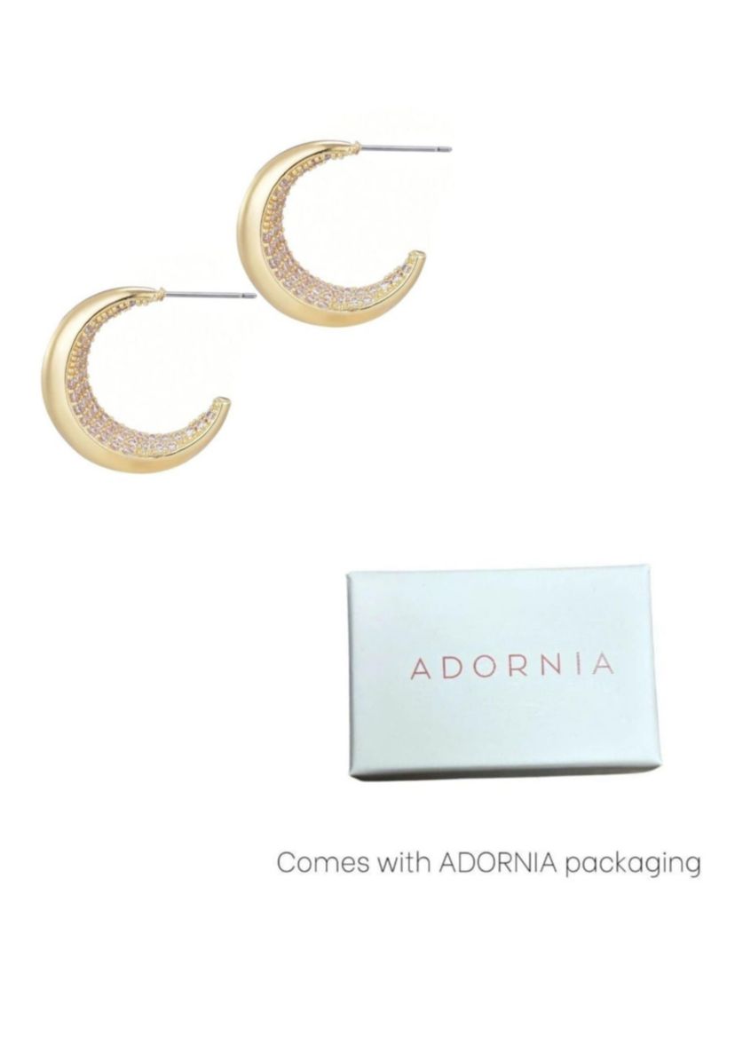 14k Gold Plated Crystal Lined Hoop Earrings