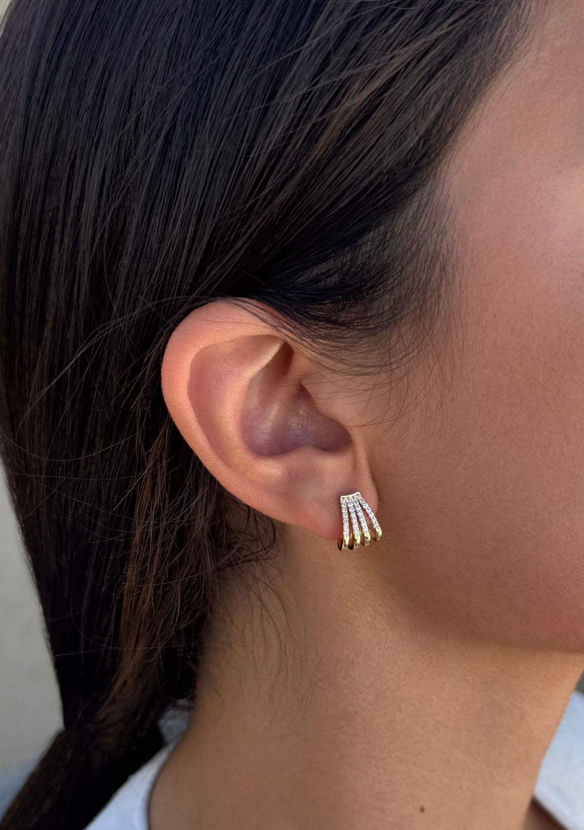 14k Gold Plated CZ Ear Wrap Huggie Earrings