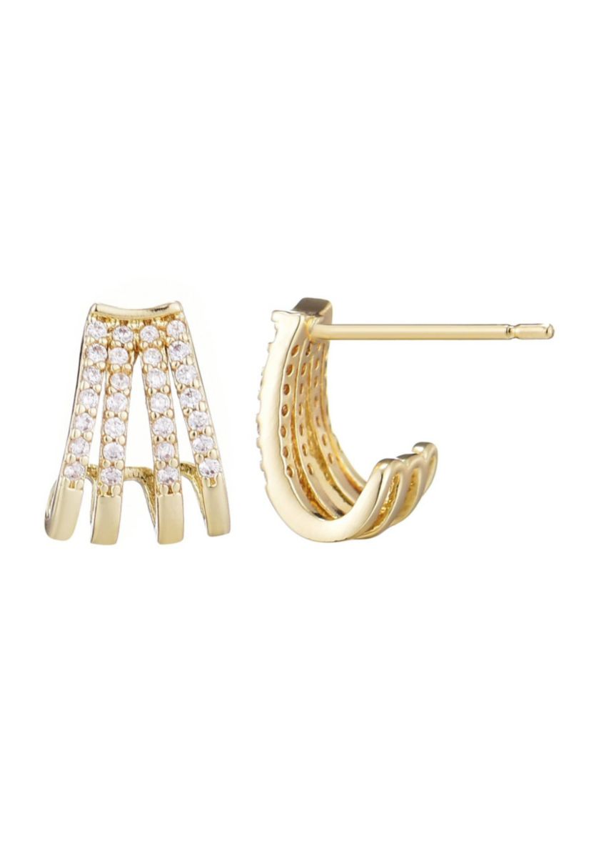 14k Gold Plated CZ Ear Wrap Huggie Earrings