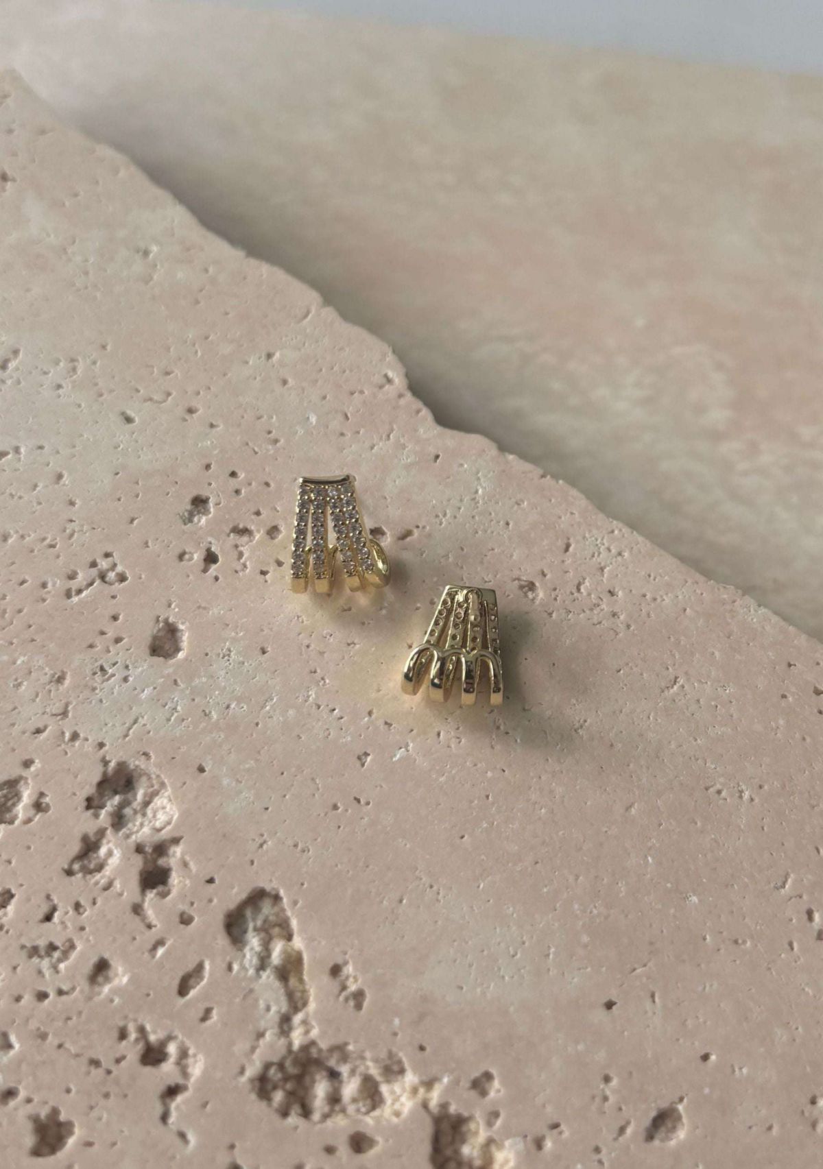 14k Gold Plated CZ Ear Wrap Huggie Earrings