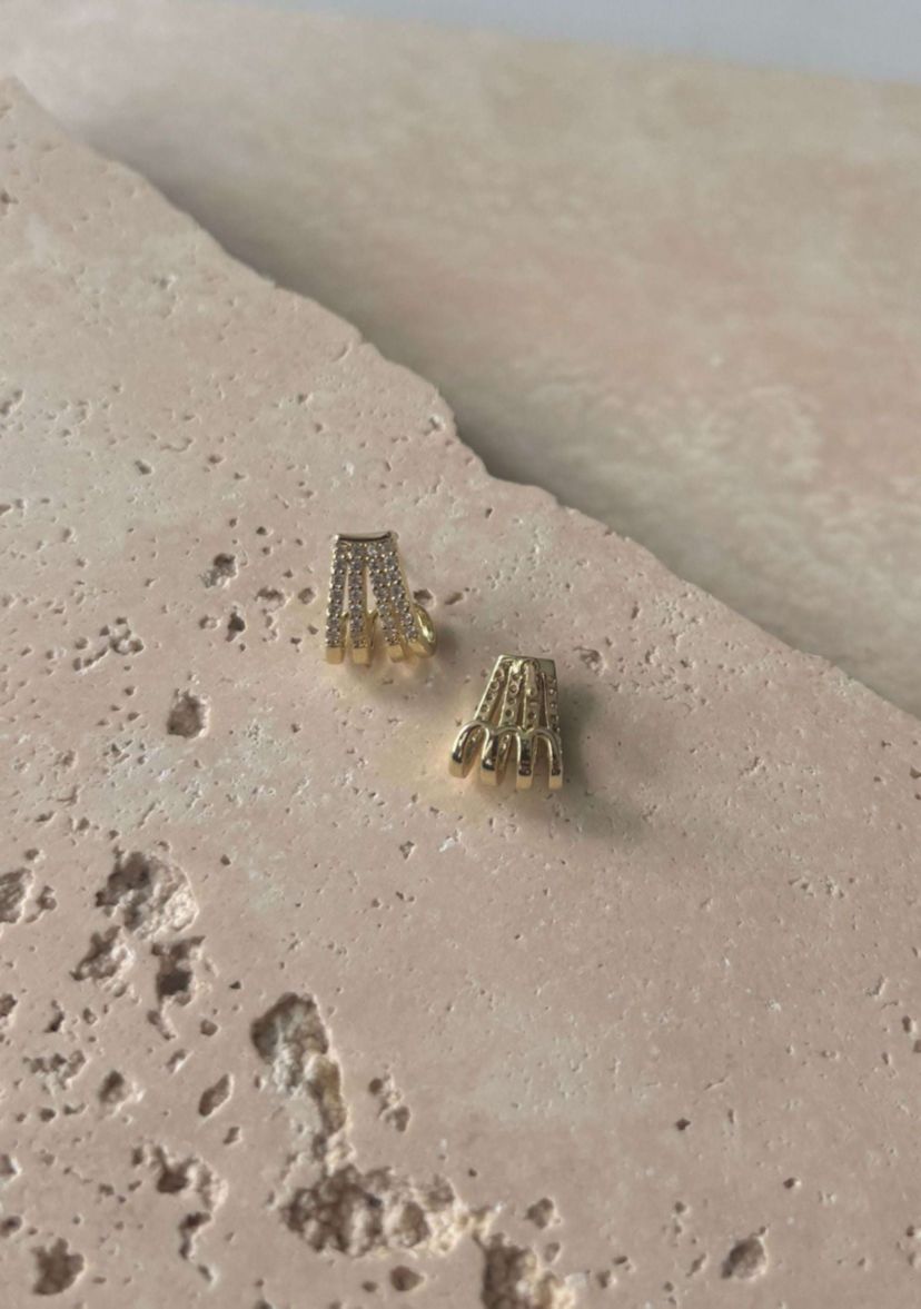 14k Gold Plated CZ Ear Wrap Huggie Earrings