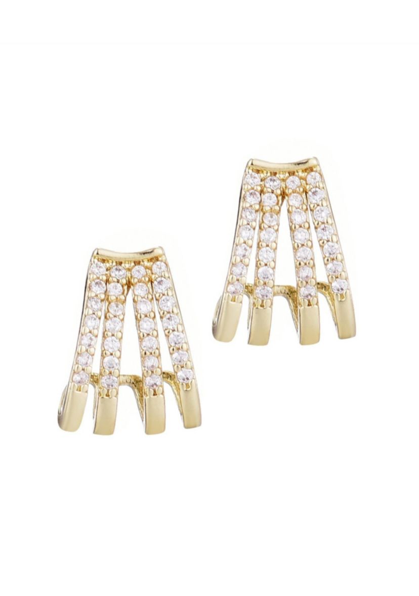 14k Gold Plated CZ Ear Wrap Huggie Earrings