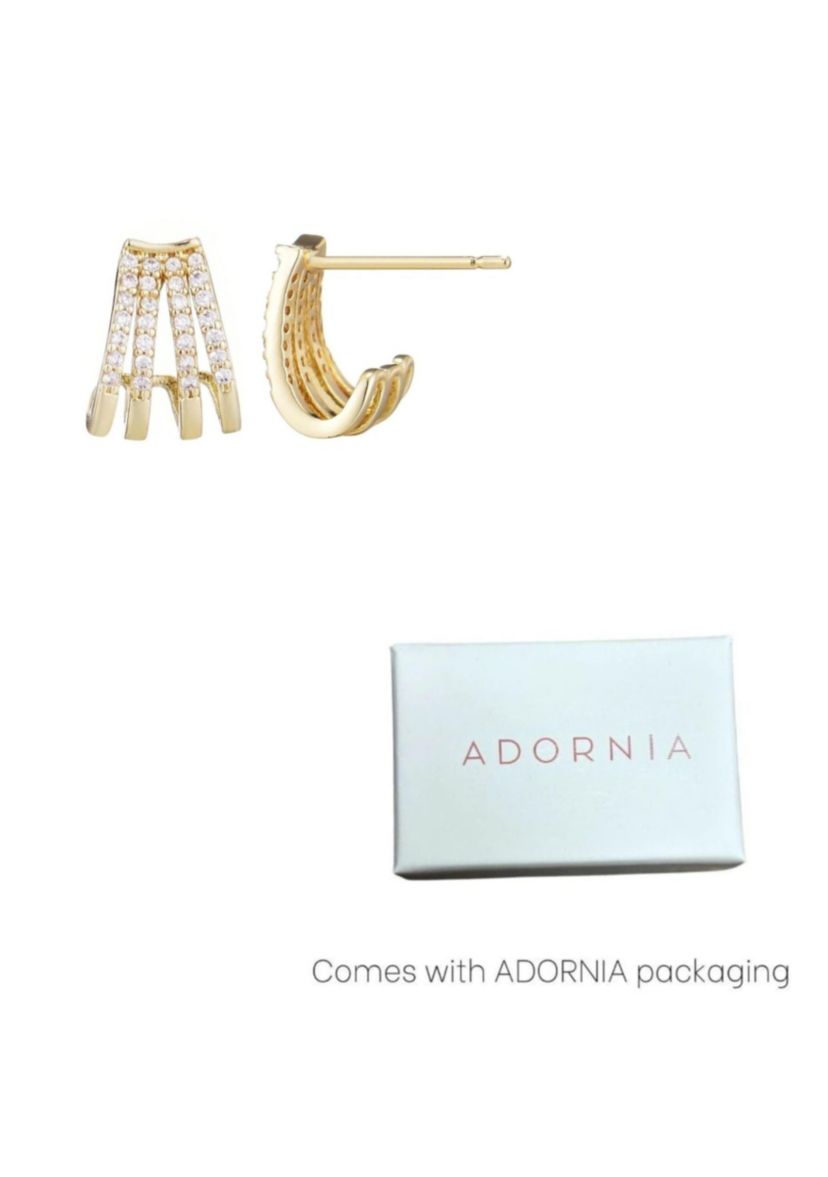 14k Gold Plated CZ Ear Wrap Huggie Earrings