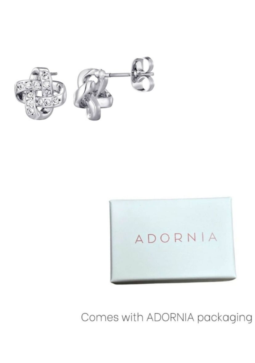 Silver Plated CZ Knot Twist Stud Earrings