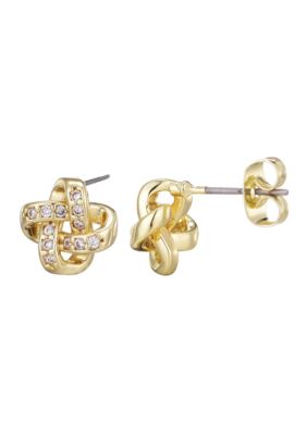 Adornia 14k Gold Plated Knot Twist Stud Earrings
