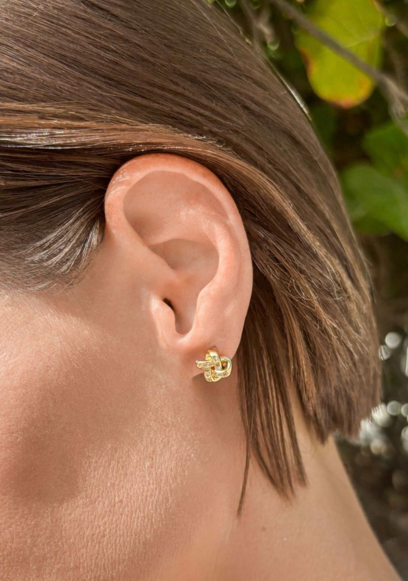 14k Gold Plated Knot Twist Stud Earrings