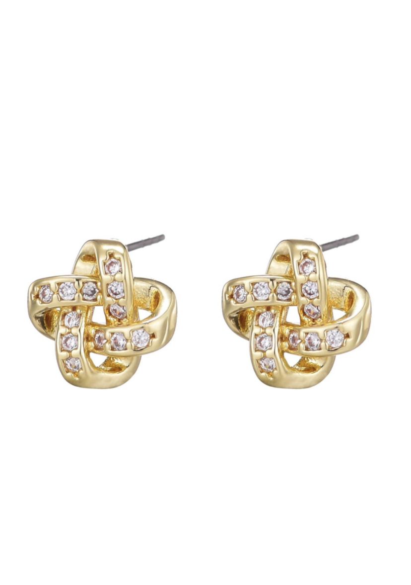 14k Gold Plated Knot Twist Stud Earrings