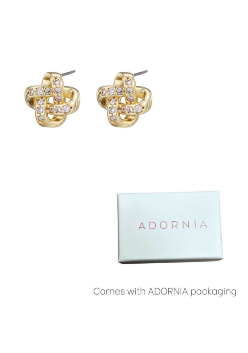 14k Gold Plated Knot Twist Stud Earrings