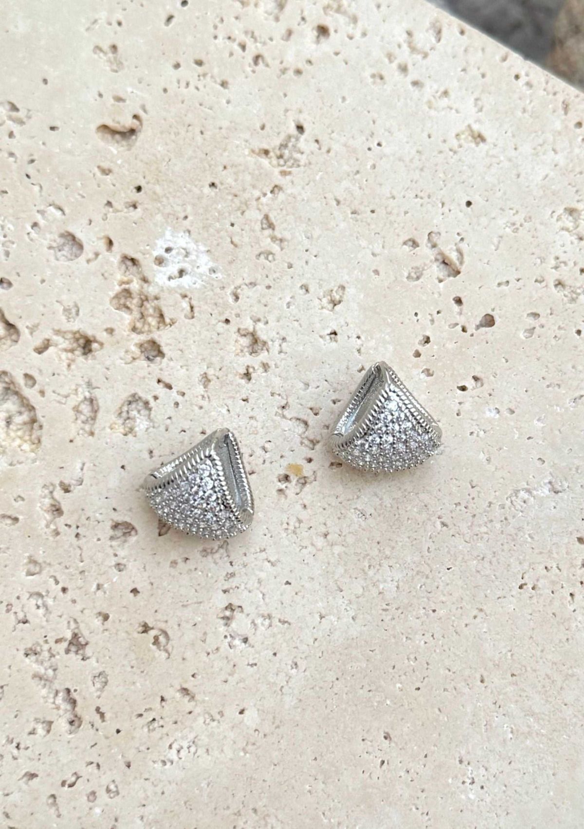 Silver Plated CZ Purse Earrings
