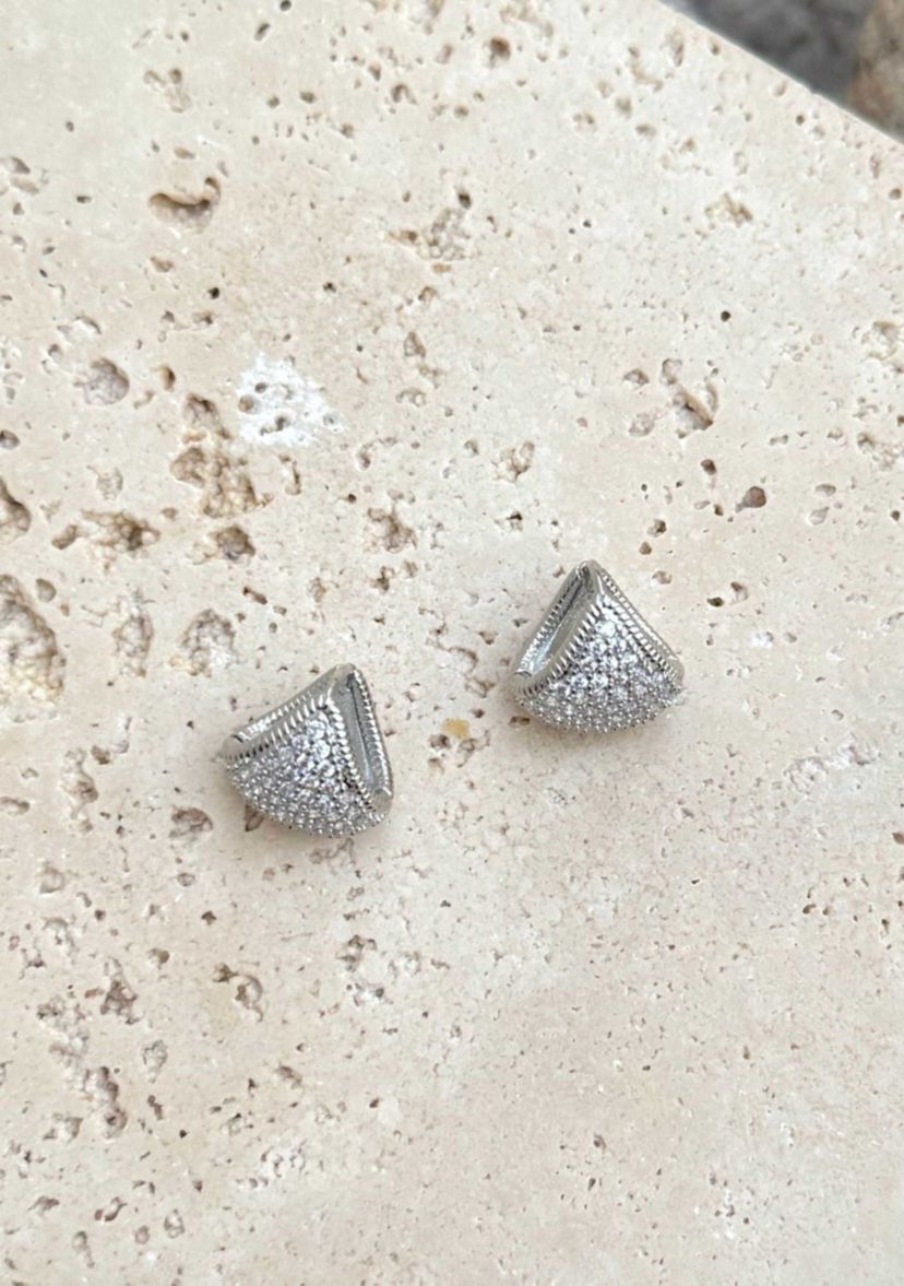 Silver Plated CZ Purse Earrings