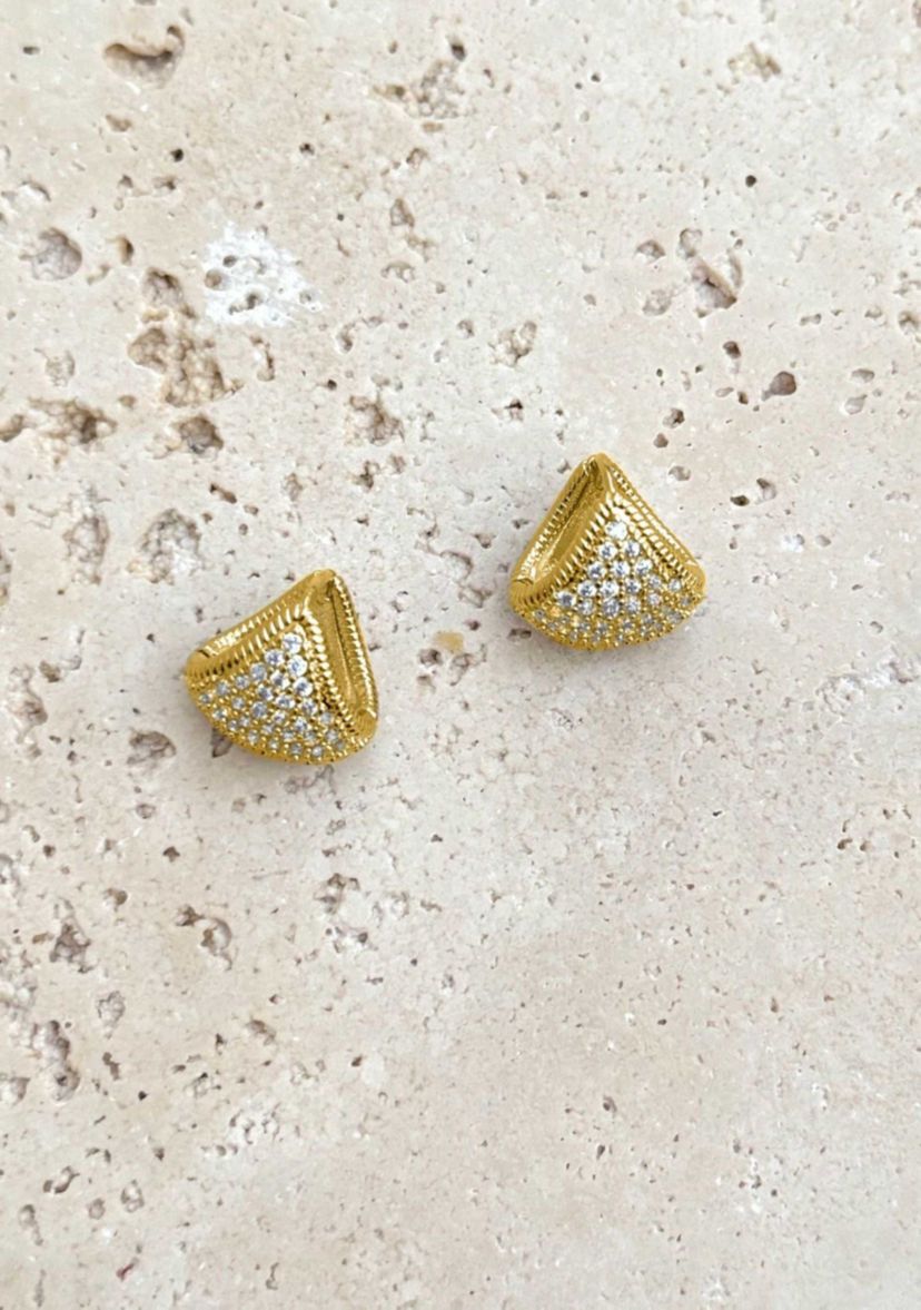 14k Gold Plated CZ Purse Earrings