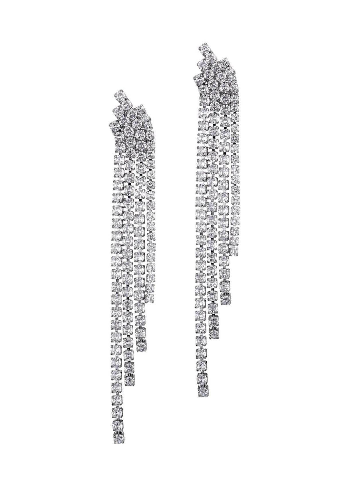 Silver Plated Crystal Cascade Sweeper Earrings