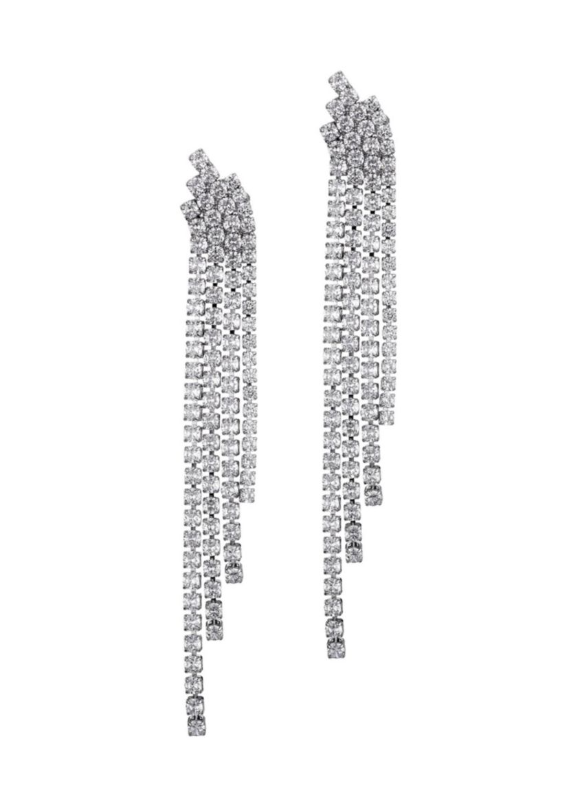 Silver Plated Crystal Cascade Sweeper Earrings