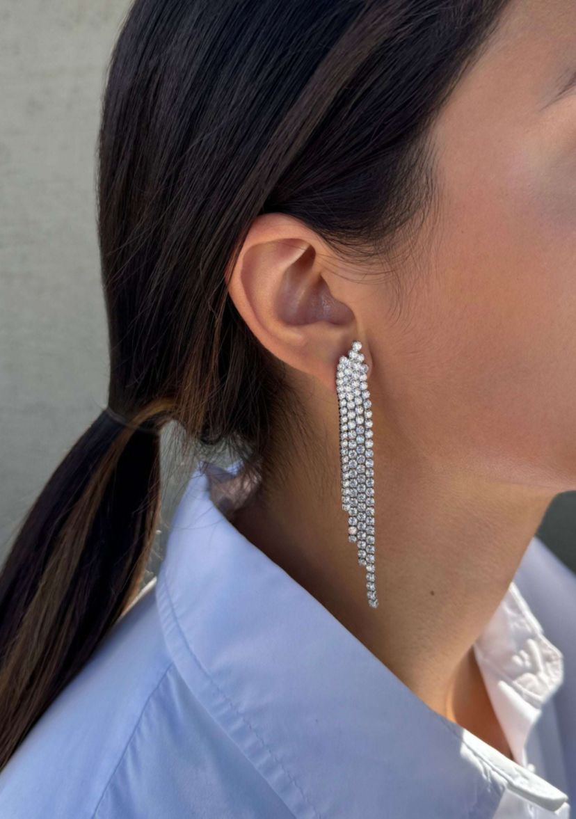 Silver Plated Crystal Cascade Sweeper Earrings