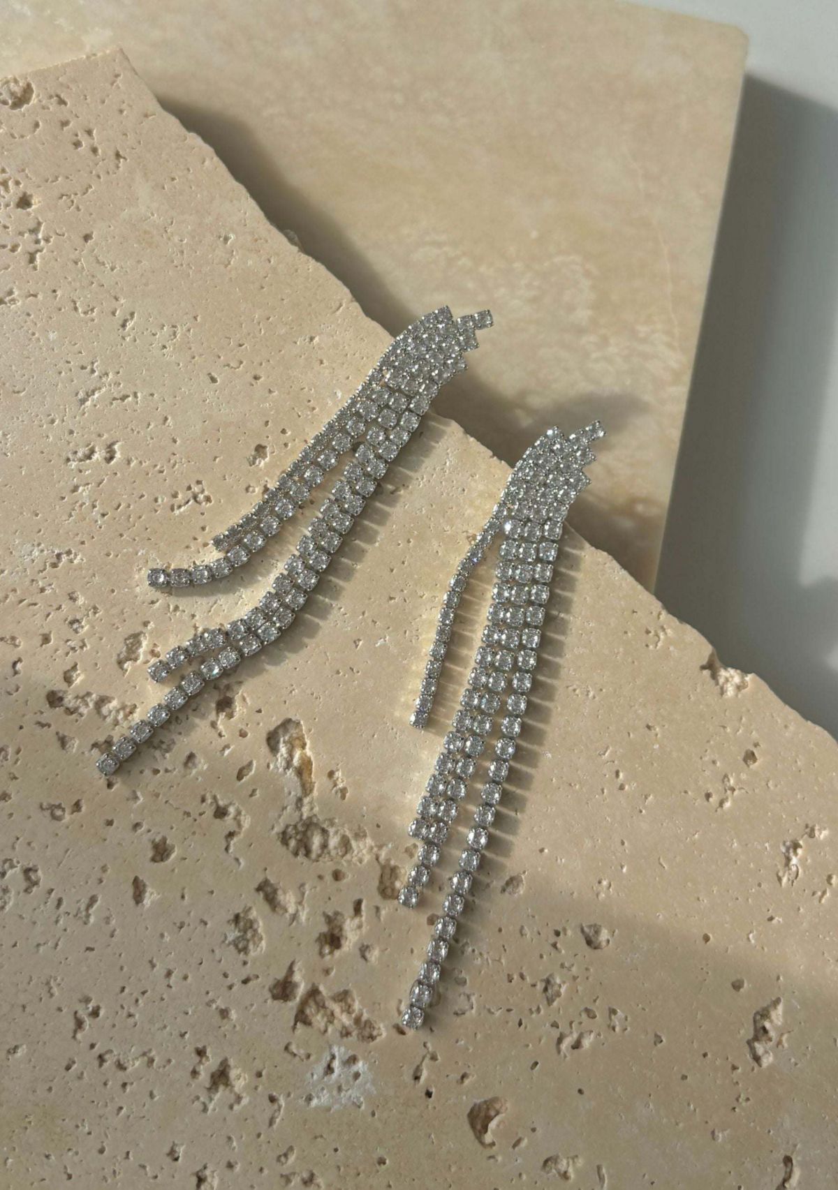 Silver Plated Crystal Cascade Sweeper Earrings