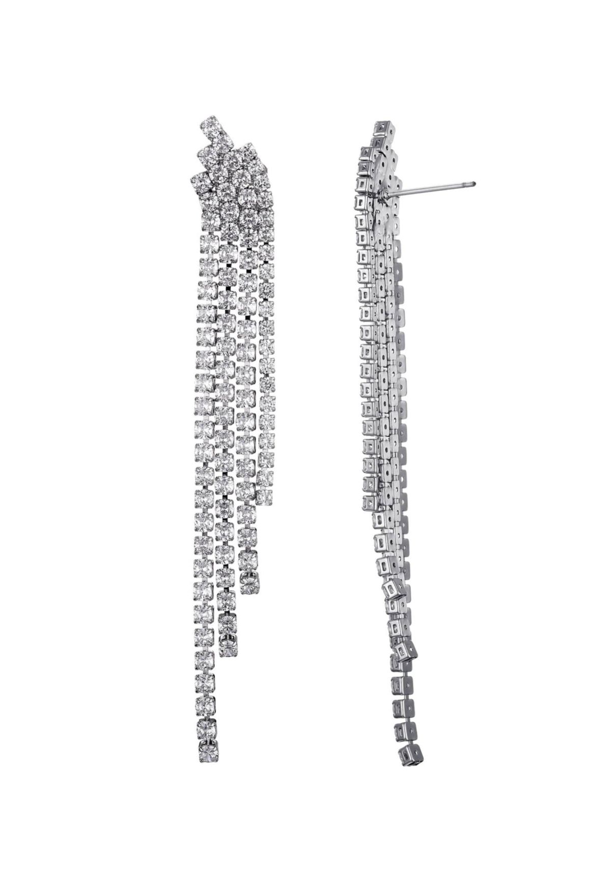 Silver Plated Crystal Cascade Sweeper Earrings