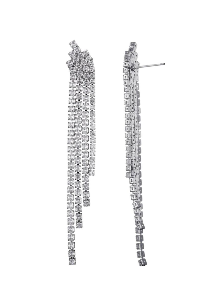 Silver Plated Crystal Cascade Sweeper Earrings