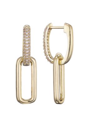 Adornia 14K Gold Plated Crystal Single Link Drop Earrings