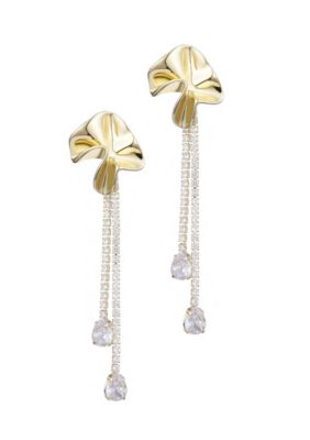 Adornia 14k Gold Plated Flower Crystal Tennis Drop Earrings