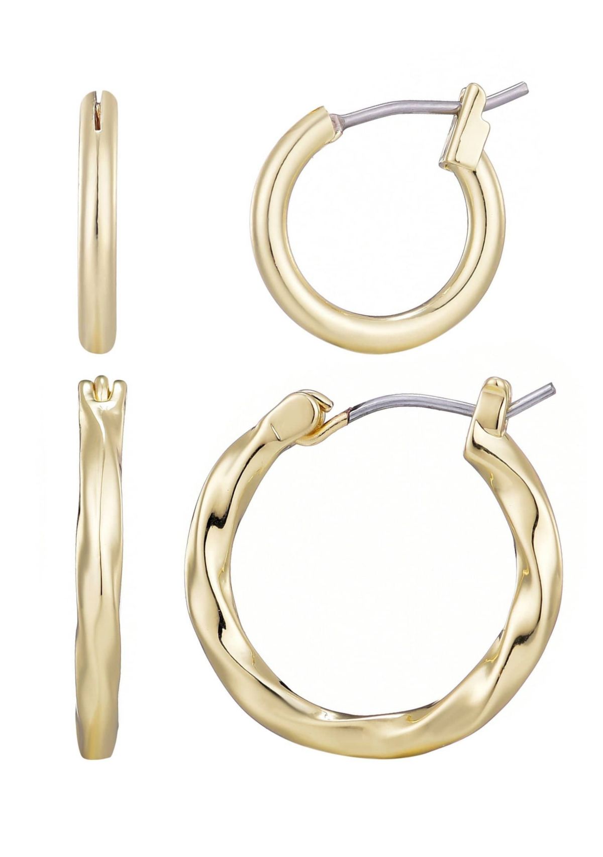 14k Gold Plated Set of 2 Hoop Earrings