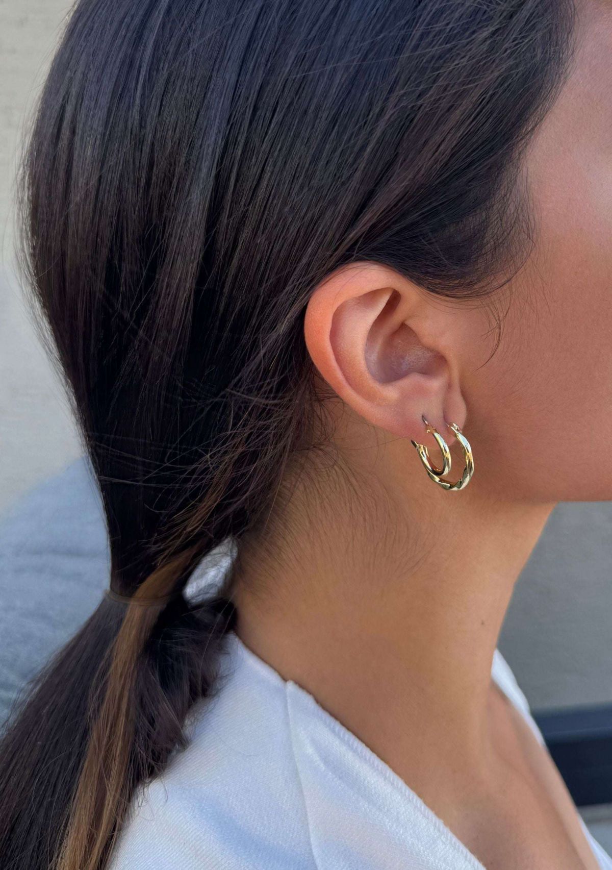 14k Gold Plated Set of 2 Hoop Earrings