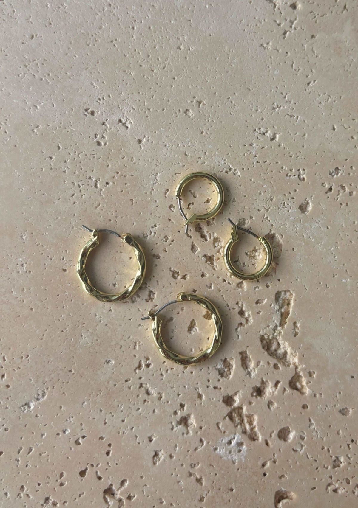 14k Gold Plated Set of 2 Hoop Earrings