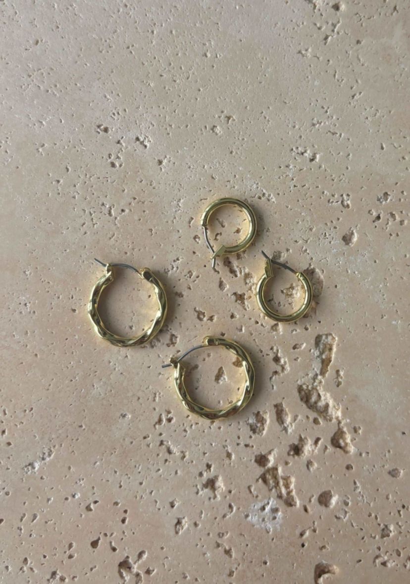 14k Gold Plated Set of 2 Hoop Earrings