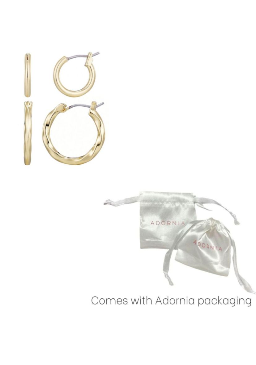 14k Gold Plated Set of 2 Hoop Earrings