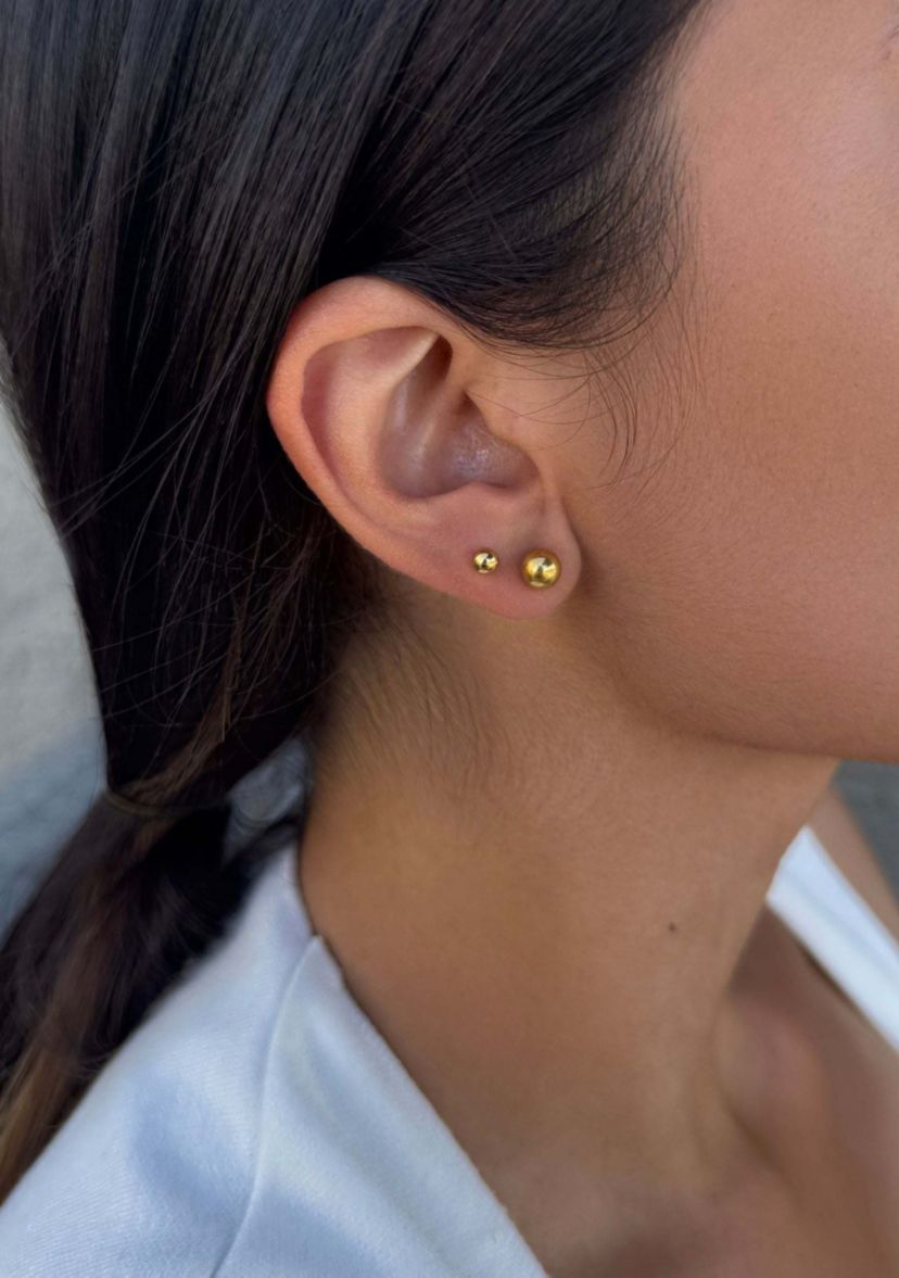 14k Gold Plated Set of 3 Ball Stud Earrings