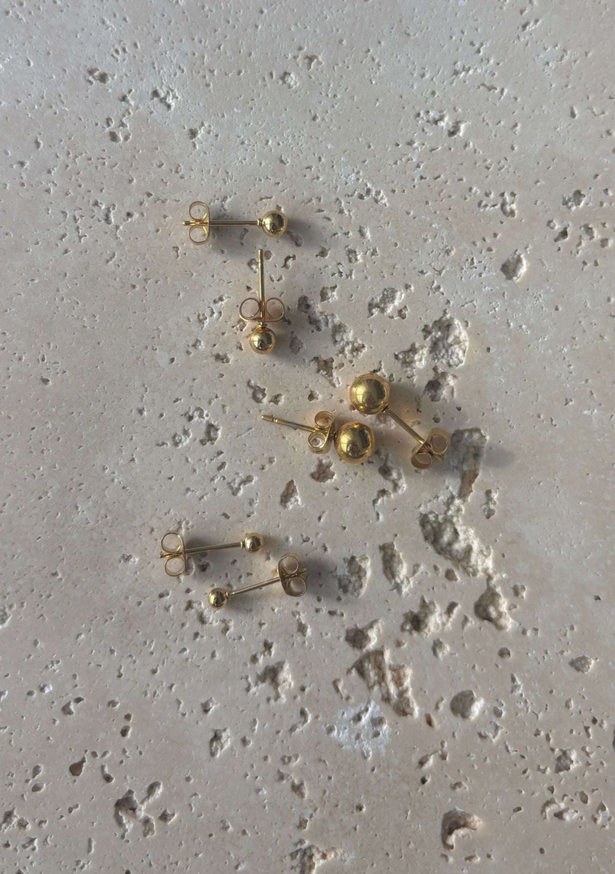 14k Gold Plated Set of 3 Ball Stud Earrings