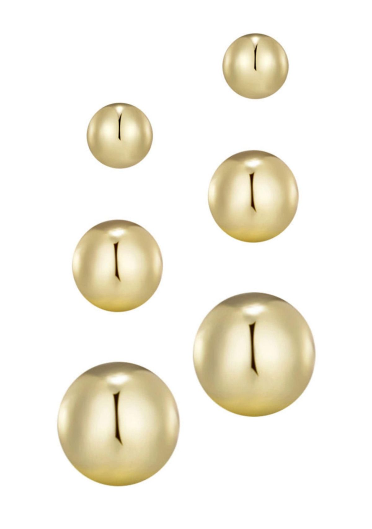 14k Gold Plated Set of 3 Ball Stud Earrings