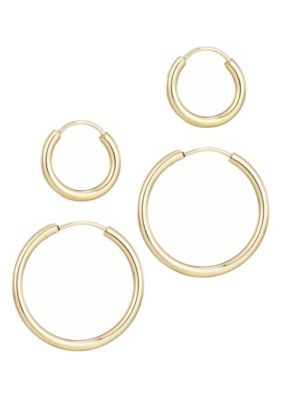 Adornia 14k Gold Plated Set of 2 Endless Hoop Earrings