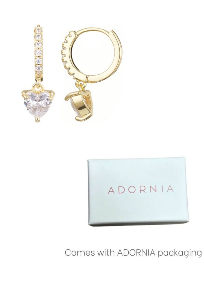 14k Gold Plated Heart-Shaped CZ Huggie Hoop Earrings