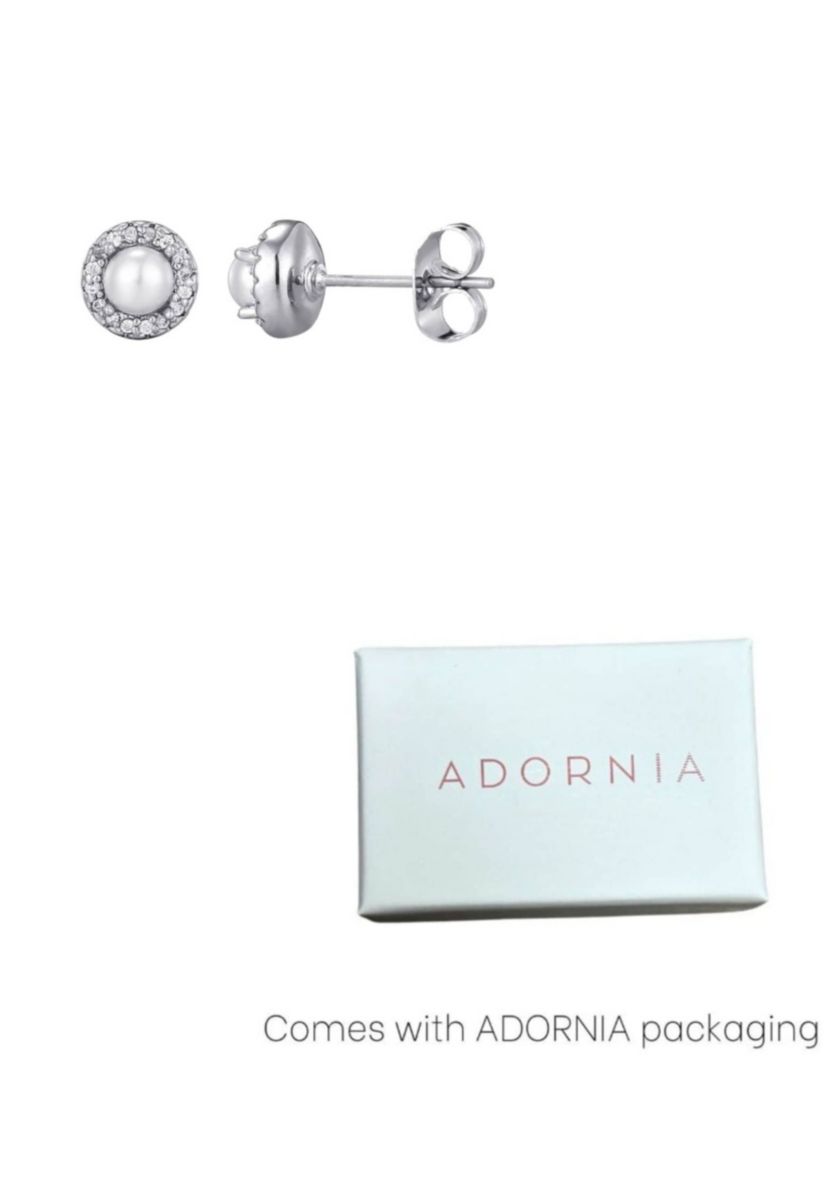 Silver Plated Freshwater Pearl CZ Halo Stud Earrings