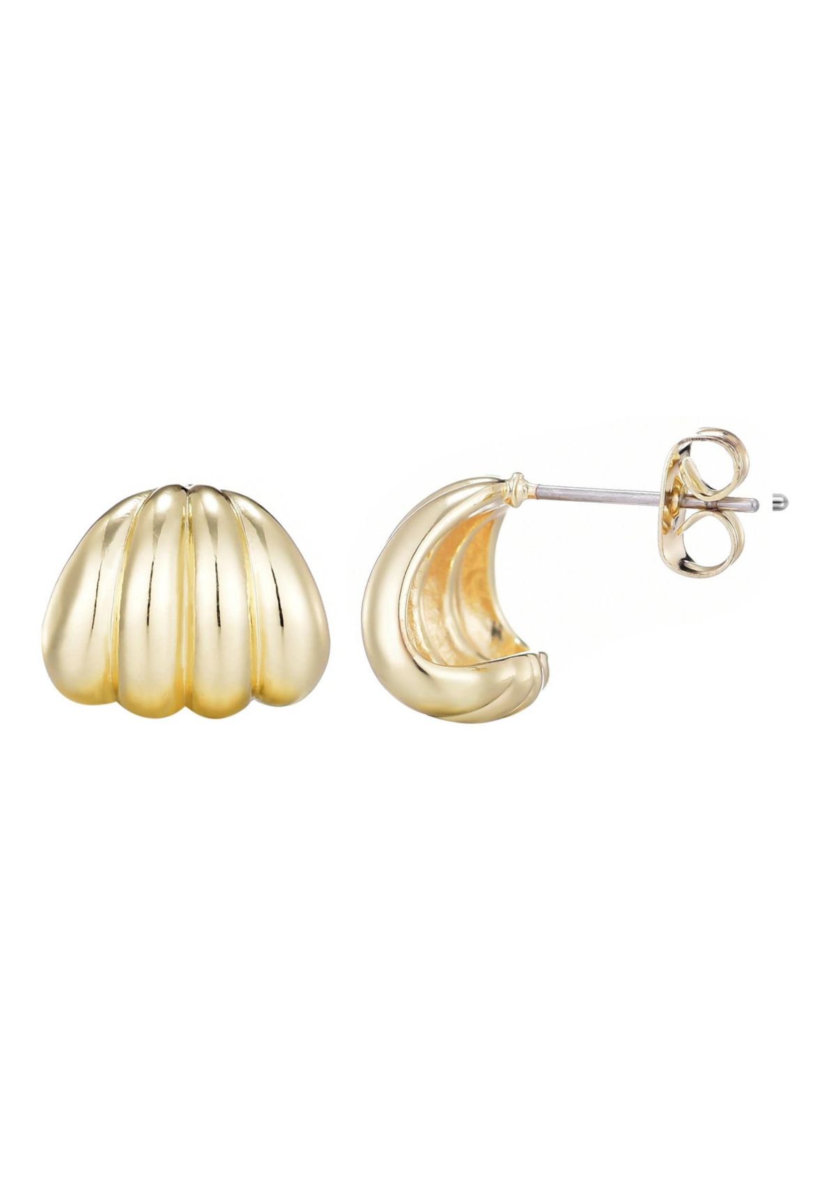 14k Gold Plated Fluted Wrap Around Huggie Earrings