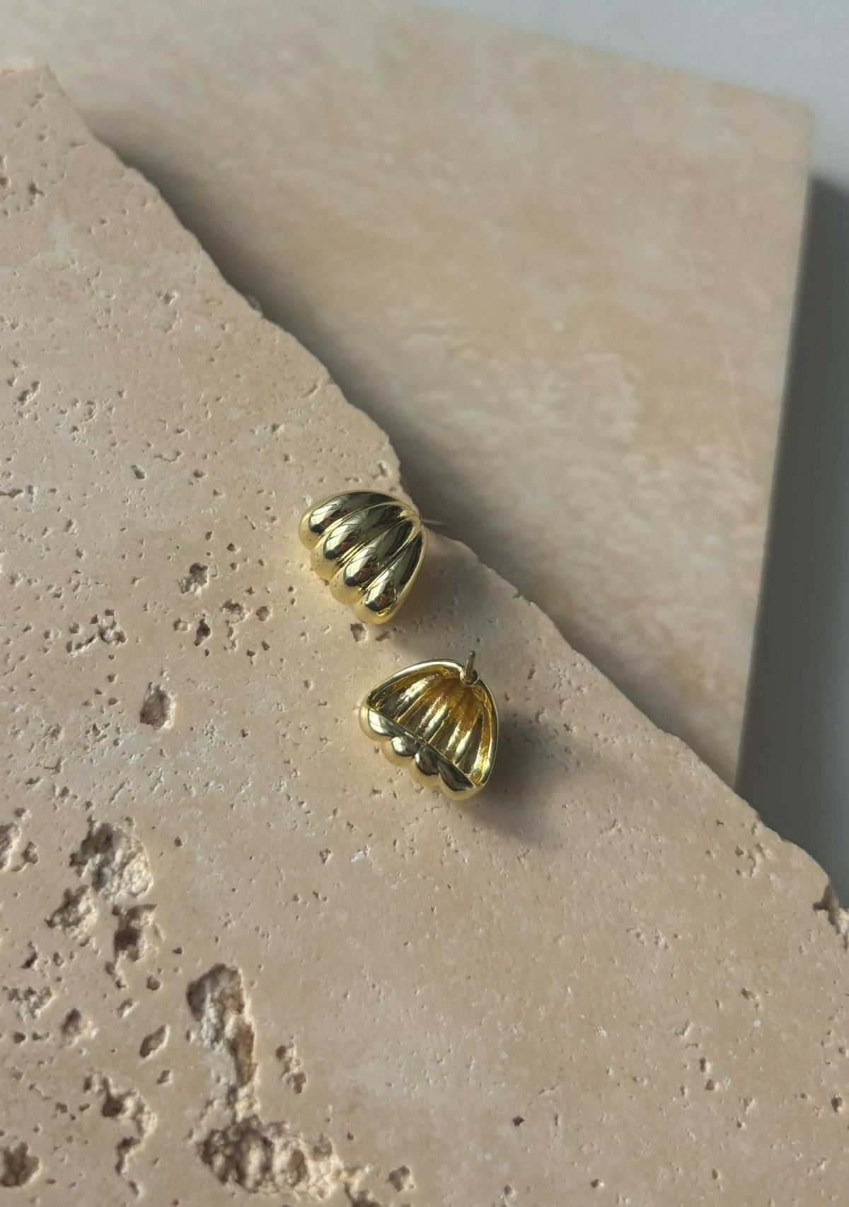 14k Gold Plated Fluted Wrap Around Huggie Earrings