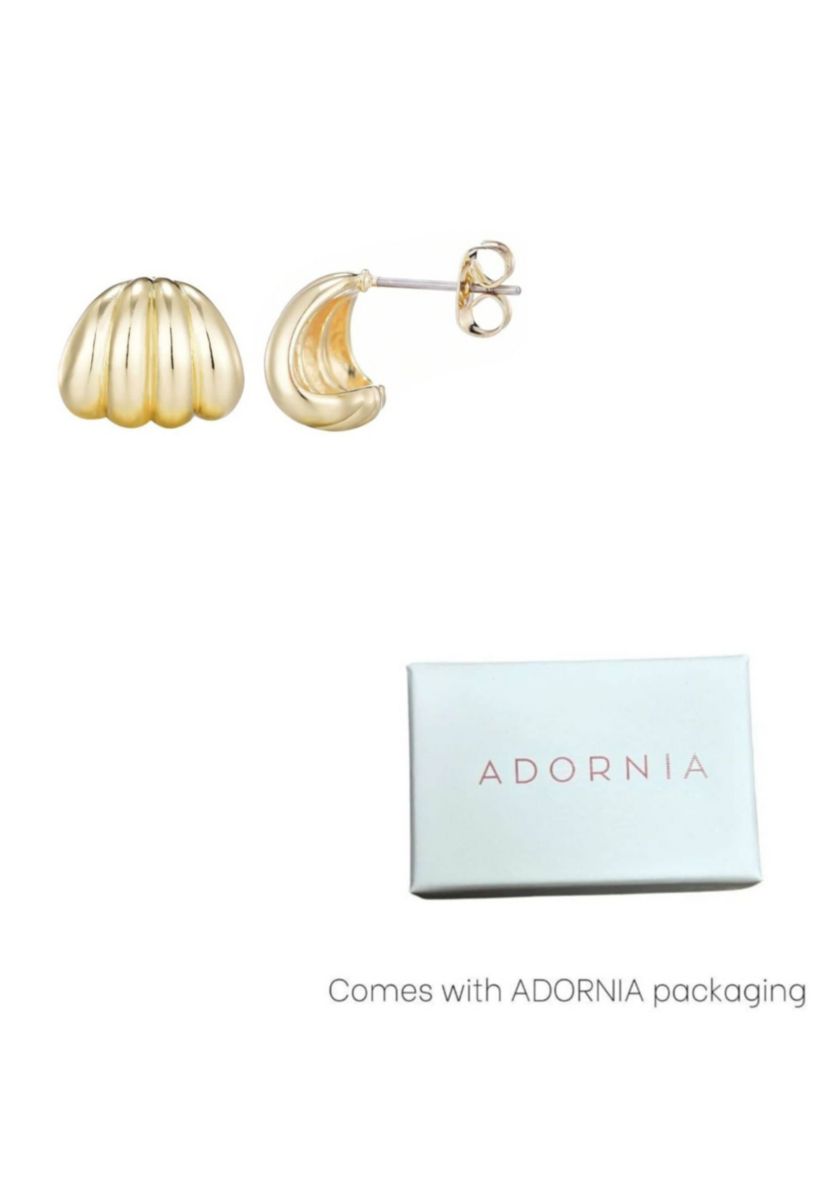 14k Gold Plated Fluted Wrap Around Huggie Earrings