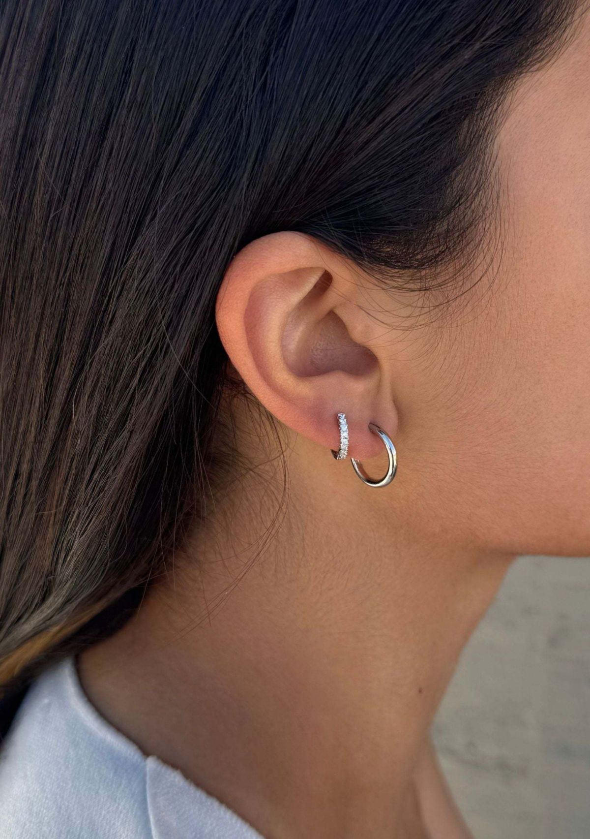 Silver Plated CZ Hoop and Solitaire Stud Set