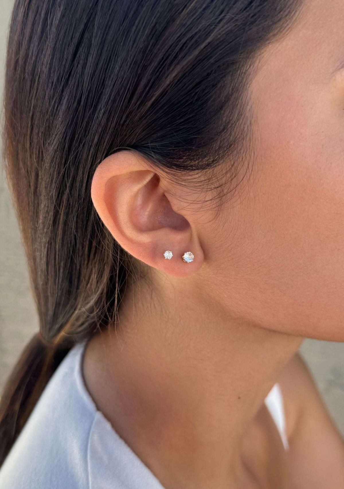 Silver Plated CZ Hoop and Solitaire Stud Set