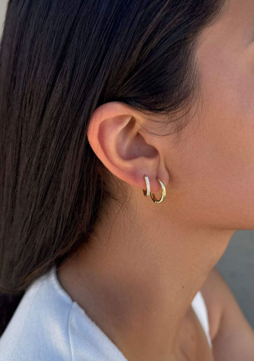 14k Gold Plated Huggie and Stud Earring Set