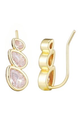 Adornia 14k Gold Plated Crystal Climber Earrings