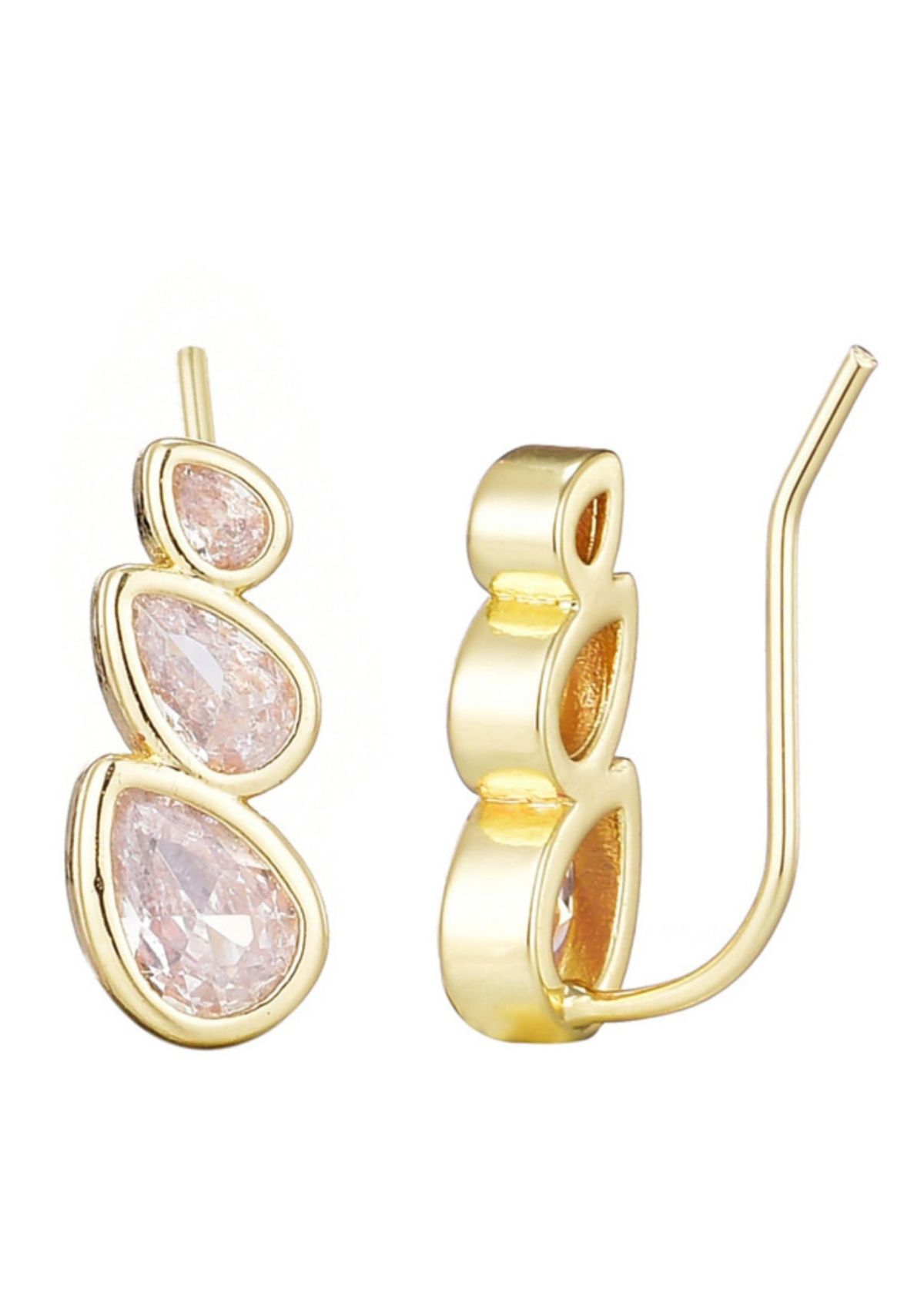 14k Gold Plated Crystal Climber Earrings