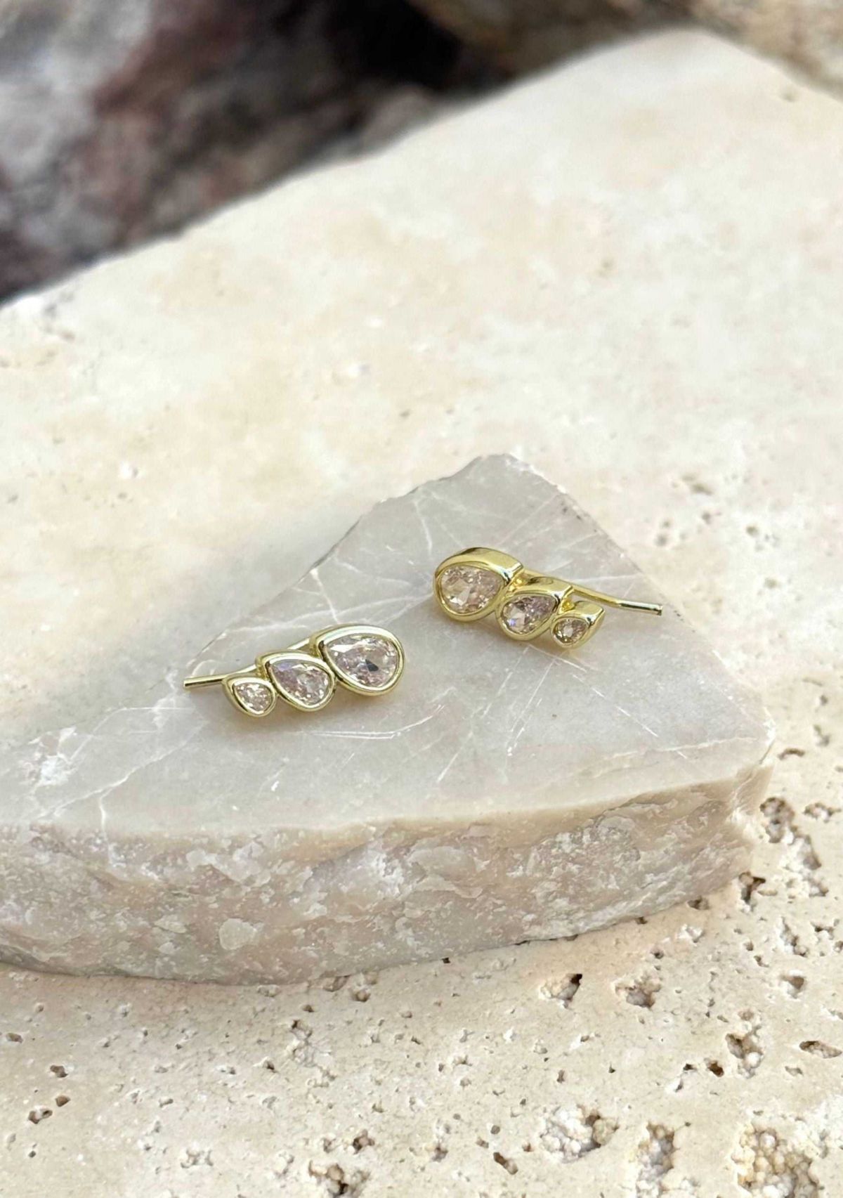 14k Gold Plated Crystal Climber Earrings