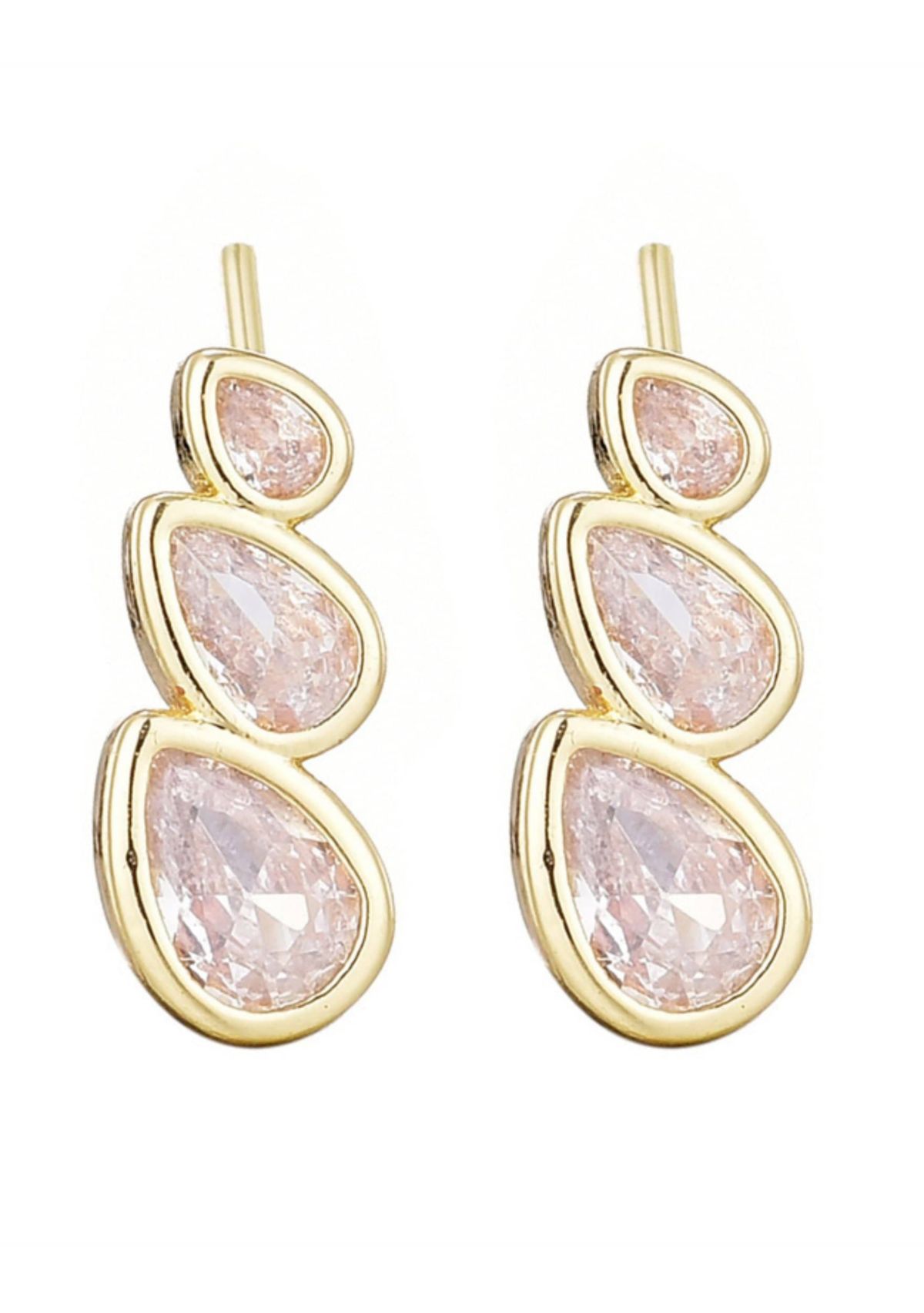 14k Gold Plated Crystal Climber Earrings