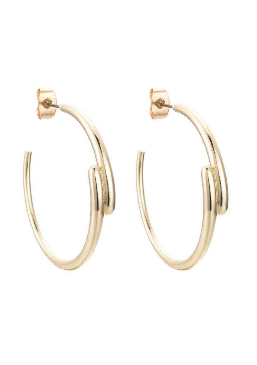 14k Gold Plated Overlapping Hoop Earrings