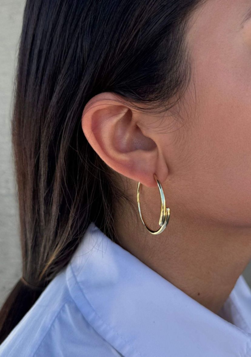 14k Gold Plated Overlapping Hoop Earrings