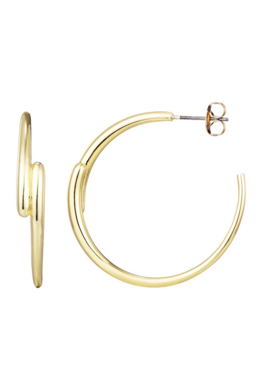 14k Gold Plated Overlapping Hoop Earrings
